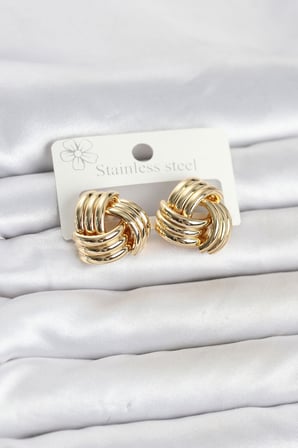316L Çelik Gold Renk Sarmal Model Kadın Küpe 5886