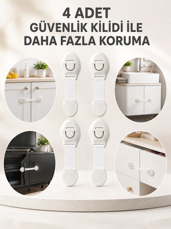 4'lü Esnek Kayışlı Çocuk Güvenlik Kilidi Pratik ve Güvenli Kullanım