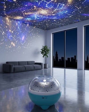 Bluetooth Hoparlörlü Yıldız Projeksiyon Gece Lambası Uzaktan Kumandalı ve Dön