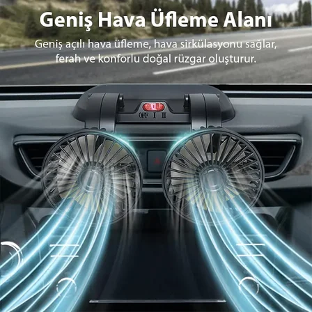 ALLY F410 USB Çift Başlıklı Araç Fanı Oto Fan Vantilatör-(5775)