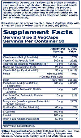 Solaray, Hair Nutrients, (Biotin+Zinc+İnositol+Paba+Thiamine+Folate) 60 Vegetable Caps