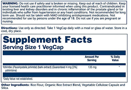 Solaray Yohimbe(Yohimbine) Bark Extract 135mg 60 Caps