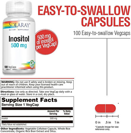 Solaray Inositol 500 mg 100 Caps