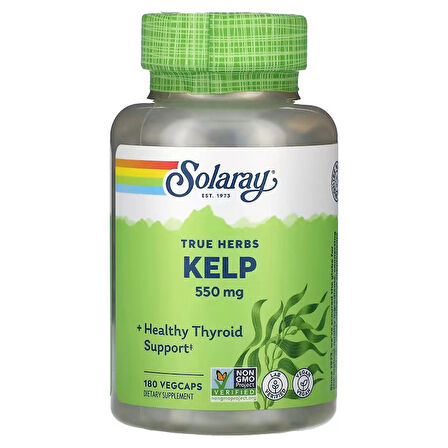 Solaray, True Herbs, Kelp, Yosun tozu 550 mg, 180 Vegetable Caps