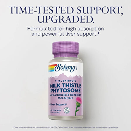 SOLARAY Milk Thistle Phytosome with Artichoke Dandelion and Ginger Liver 60 Caps