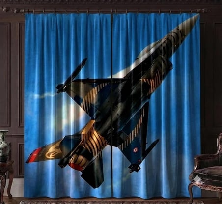 Özel Tasarım 280*240 cm. Organik Pamuklu Çift Kanat Fon Perde LuxuryMikropetek Dokuma Oda Karanlığı Solmaya Dayanıklı Solo Türk Uçak Teknofest Gösteri F16 Uçuş Ekibi Kız Erkek Çocuk Genç Pilot Odası