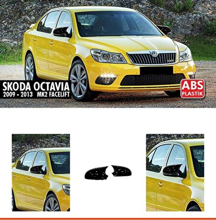 Skoda Octavia Batman Yarasa Ayna Kapağı 2009-2013 Parlak Siyah