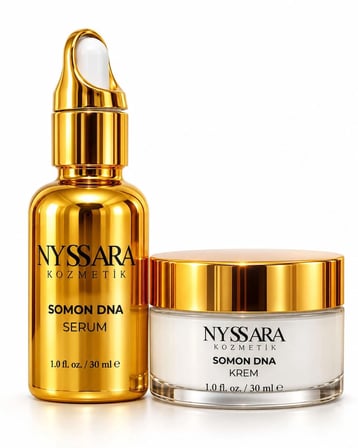 NYSSARA SOMON DNA KREM+SERUM 2 Lİ SET DÜZEENLİ KULLANIMDA %100 ETKİ %100 SONUÇ 30 ML CİLT BAKIM SETİ