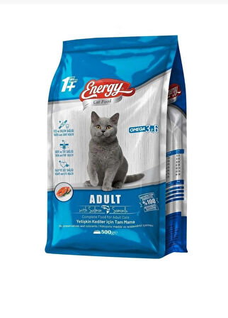 Energy Somonlu Yetişkin Kedi Maması 500 Gram X 5 ADET