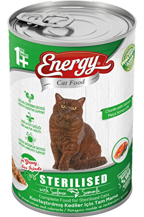 Energy Somonlu Kısırlaştırılmış Yaş Konserve Kedi Maması 400 Gram - 6 Adet