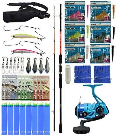 Yek Outdoor Hazır Tekne Oltası Seti Shimano Kamış Sonora Boat Quiver 1,50m 50-150g 2pc&Kendo Ocean Cast 5000 Olta Makinesi