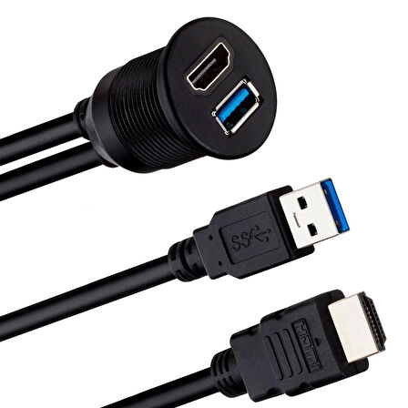 PM-12428 ARAÇ KONTROL PANELİ USB 3.0 + HDMI UZATMA KABLOSU GÖMME MONTAJ