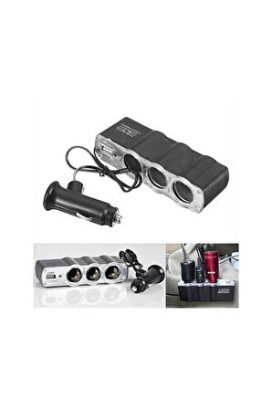 3 Port  1 Usb Oto Araç Çakmaklık Çoğaltıcı Çoklayıcı Hub