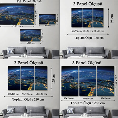 Uydu Görünümlü Türkiye Haritası Dekoratif Kanvas Tablo, Duvar Dekoru 1033