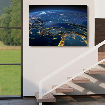 Uydu Görünümlü Türkiye Haritası Dekoratif Kanvas Tablo, Duvar Dekoru 1033