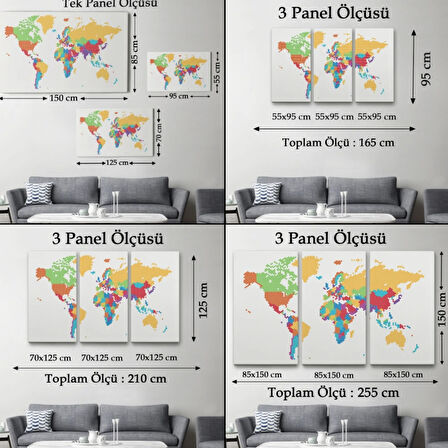 Bal Peteği Desenli Dünya Haritası Renkli Dekoratif Kanvas Tablo, Duvar Dekoru 1071