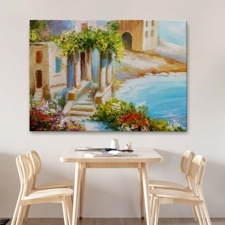 Deniz Kıyısı, Rengarenk Çiçekler, Yaz, Modern Dekoratif Kanvas Tablo, Duvar Dekoru 1113