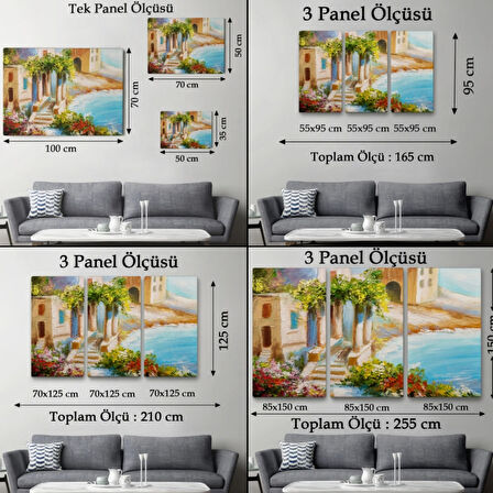 Deniz Kıyısı, Rengarenk Çiçekler, Yaz, Modern Dekoratif Kanvas Tablo, Duvar Dekoru 1113