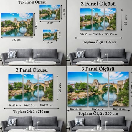 Tarihi Mostar Köprüsü Manzarası, Sanatsal Dekoratif Kanvas Tablo, Duvar Dekoru 1115