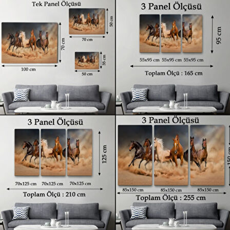 Koşan Atlar, Hayvan Temalı Dekoratif Kanvas Tablo, Duvar Dekoru 1126