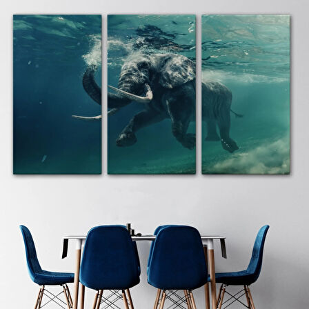 Yüzen Fil, Hayvan Temalı Dekoratif Kanvas Tablo, Duvar Dekoru 1128