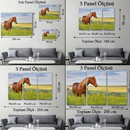 Manzara ve At, Hayvan Temalı Dekoratif Kanvas Tablo, Duvar Dekoru 1131