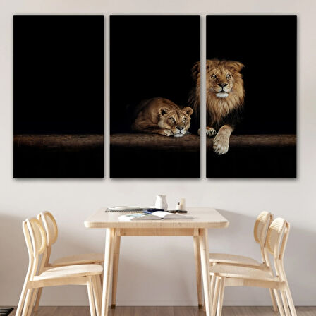 Aslanlar, Hayvan Temalı Dekoratif Kanvas Tablo, Duvar Dekoru 1151