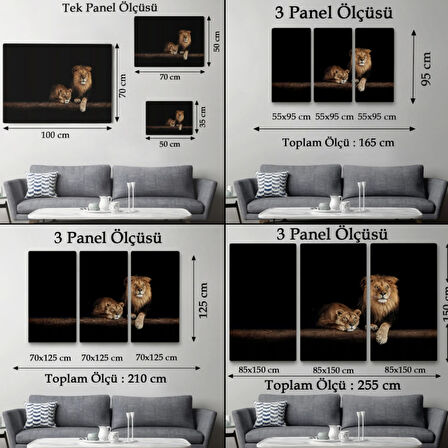 Aslanlar, Hayvan Temalı Dekoratif Kanvas Tablo, Duvar Dekoru 1151