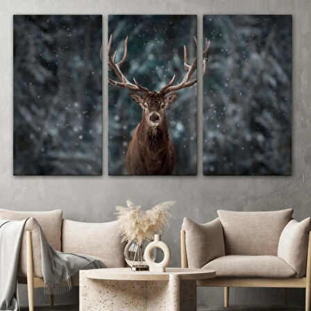 Geyik, Hayvan Temalı Dekoratif Kanvas Tablo, Duvar Dekoru 1164