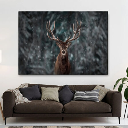 Geyik, Hayvan Temalı Dekoratif Kanvas Tablo, Duvar Dekoru 1164