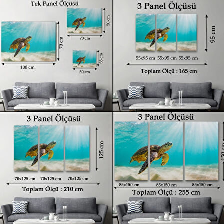 Caretta Caretta, Hayvan Temalı Dekoratif Kanvas Tablo, Duvar Dekoru 1174