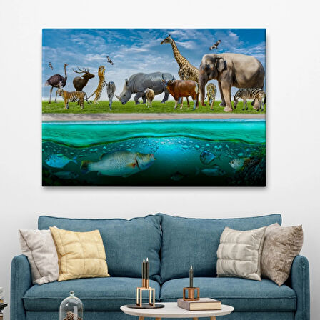 Hayvanlar Alemi, Hayvan Temalı Dekoratif Kanvas Tablo, Duvar Dekoru 1177