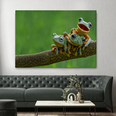 Küçük Kurbağalar, Hayvan Temalı Dekoratif Kanvas Tablo, Duvar Dekoru 1179