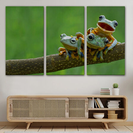 Küçük Kurbağalar, Hayvan Temalı Dekoratif Kanvas Tablo, Duvar Dekoru 1179