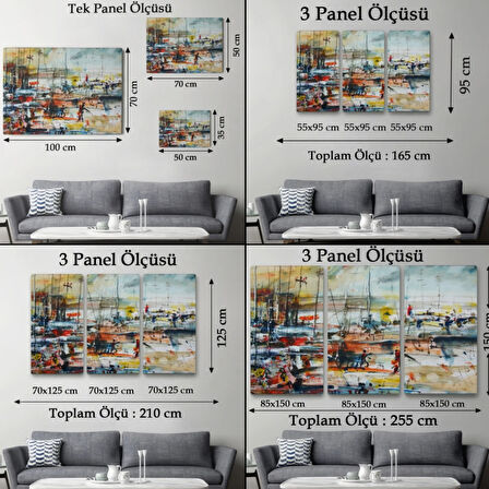 Limandaki Tekneler, Modern Dekoratif Kanvas Tablo, Duvar Dekoru 1185