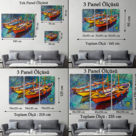 Gün Batımı Tekne ve Deniz, Modern Dekoratif Kanvas Tablo, Duvar Dekoru 1194