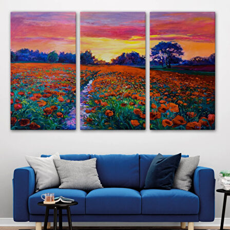 Haşhaş Tarlası, Yağlı Boya Dekoratif Kanvas Tablo, Duvar Dekoru 1211