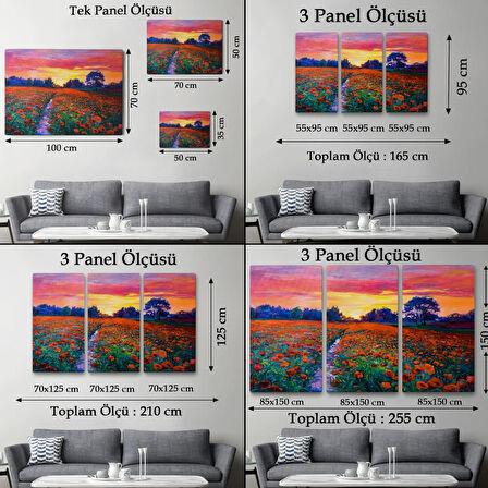 Haşhaş Tarlası, Yağlı Boya Dekoratif Kanvas Tablo, Duvar Dekoru 1211