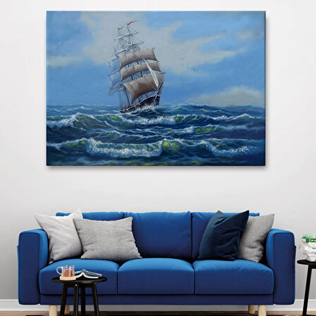 Okyanustaki Büyük Yelkenli, Modern Dekoratif Kanvas Tablo, Duvar Dekoru 1215