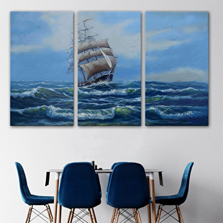 Okyanustaki Büyük Yelkenli, Modern Dekoratif Kanvas Tablo, Duvar Dekoru 1215