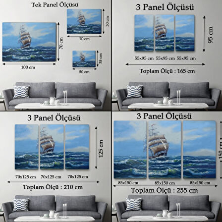 Okyanustaki Büyük Yelkenli, Modern Dekoratif Kanvas Tablo, Duvar Dekoru 1215