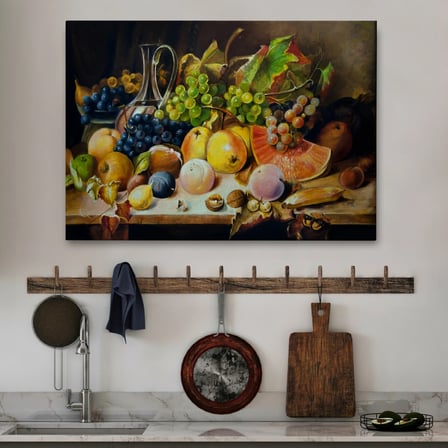 Masa Üstündaki Meyveler, Modern Dekoratif Kanvas Tablo, Duvar Dekoru 1221