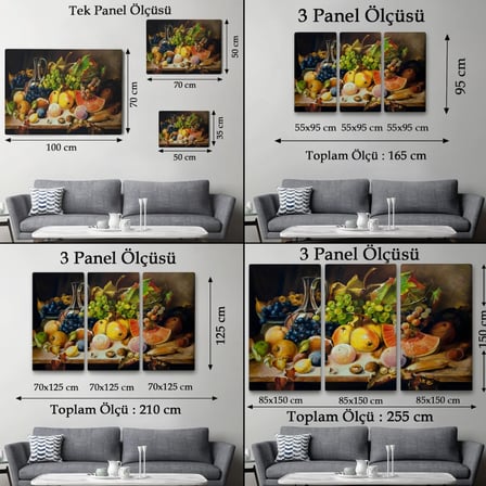 Masa Üstündaki Meyveler, Modern Dekoratif Kanvas Tablo, Duvar Dekoru 1221