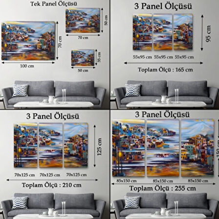 Volkan Eteğindeki Kasaba, Modern Dekoratif Kanvas Tablo, Duvar Dekoru 1226