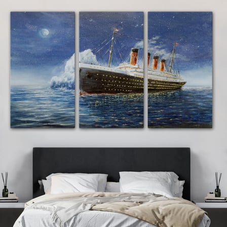 Gece Manzarası Titanik, Modern Dekoratif Kanvas Tablo, Duvar Dekoru 1238