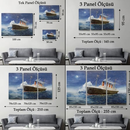 Gece Manzarası Titanik, Modern Dekoratif Kanvas Tablo, Duvar Dekoru 1238