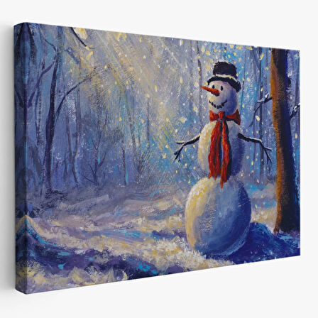 Güneş Işınları ve Kardanadam, Modern Dekoratif Kanvas Tablo, Duvar Dekoru 1239