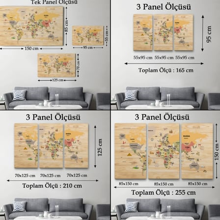 Detaylı Ahşap Görünümlü İngilizce Dünya Haritası Dekoratif Kanvas Tablo, Duvar Dekoru 2083