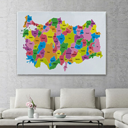 Eğitici Türkiye Haritası, Harita Dekoratif Kanvas Tablo, Duvar Dekoru 3113