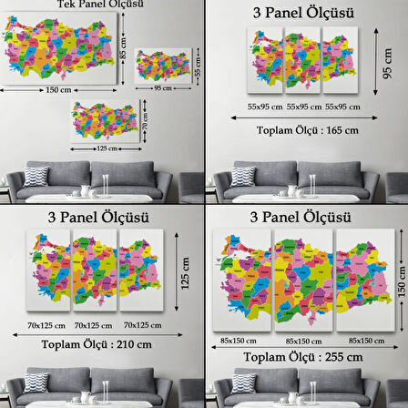 Eğitici Türkiye Haritası, Harita Dekoratif Kanvas Tablo, Duvar Dekoru 3113